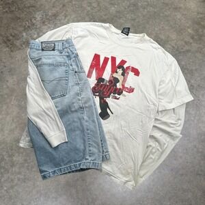 Vintage Enyce NYC Gentlemans Club Graphic T-Shirt Mens XL White Y2K Sean Combs